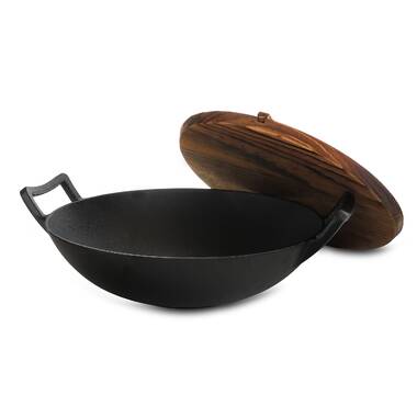 JOYCE CHEN Non-Stick Enameled Cast Iron Wok Set with Lid