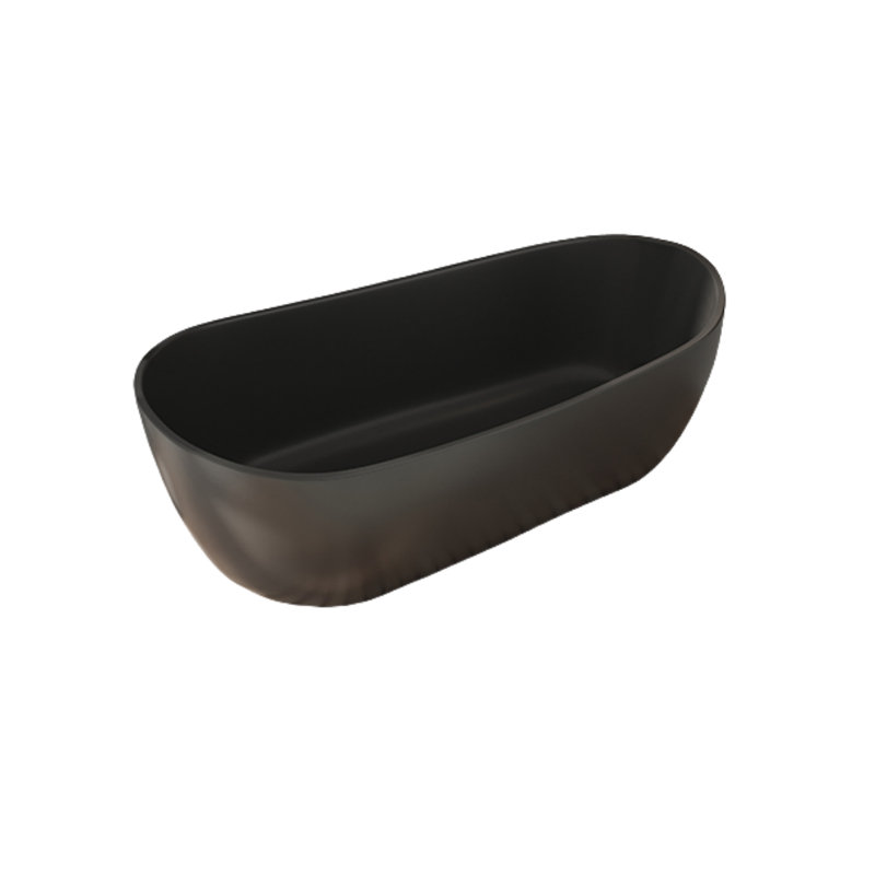 63'' x 31.5'' Freestanding Stone Bathtub, Black