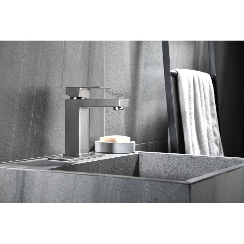 Robinet pour salle de bain à poignée simple, nickel brossé