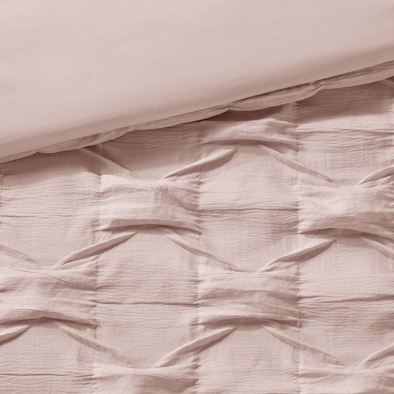 Bailey Diamond Pucker Woven Wrinkle Resistant Comforter Set, Pink, Twin/Twin XL Comforter + 1 Standard Sham