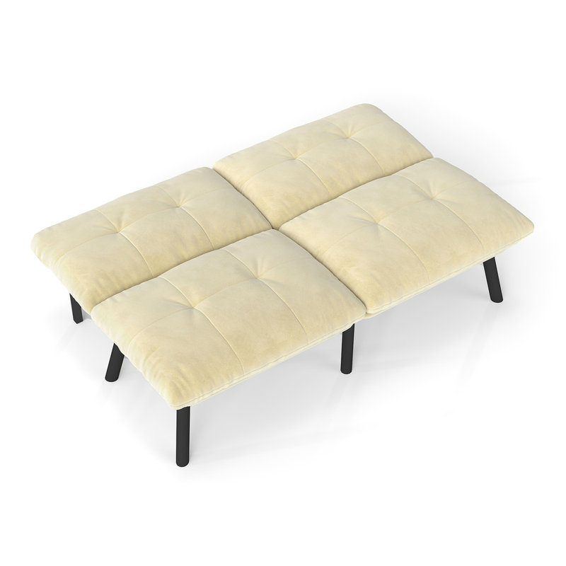 Cream Modern Convertible Folding Sofa Bed, 2-Seater Velvet Upholstered With Adjustable Backrest, 800 Lbs Capacity – Easy Assembly