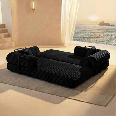 74" Upholstered Convertible Sleeper Compression Sofa Bed