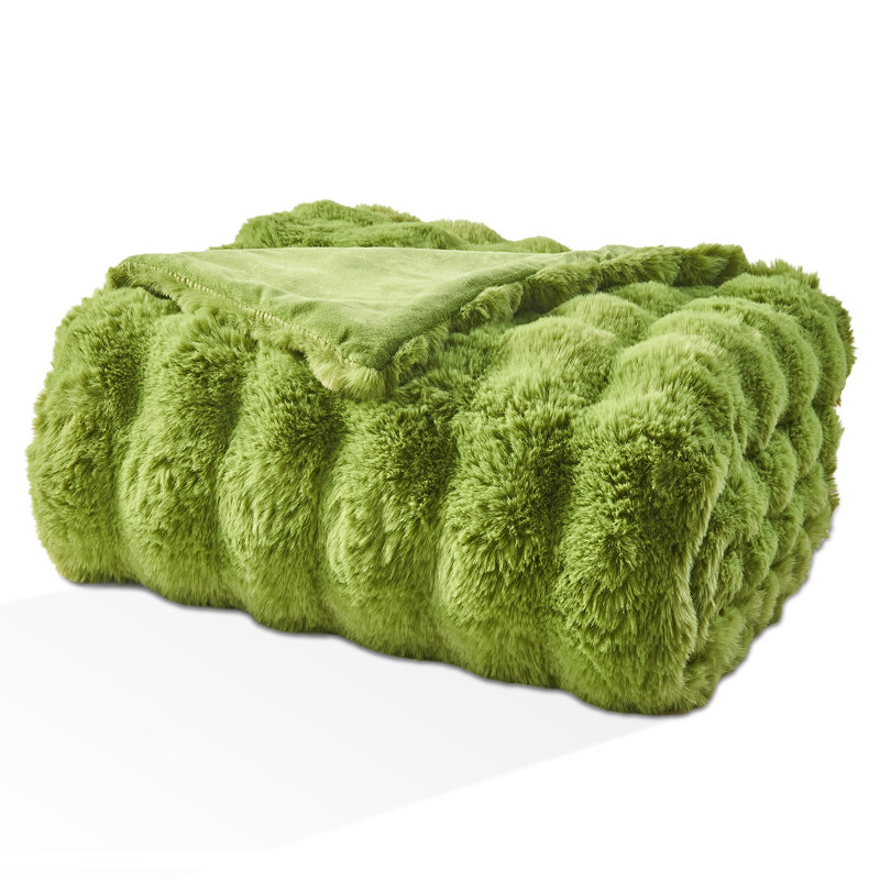 Couverture EMME en fausse fourrure, Très grand lit, Vert