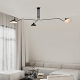 Three Arm Ceiling Lamp Pivoting Rotating Black Arm Shade Semi Flush Mount