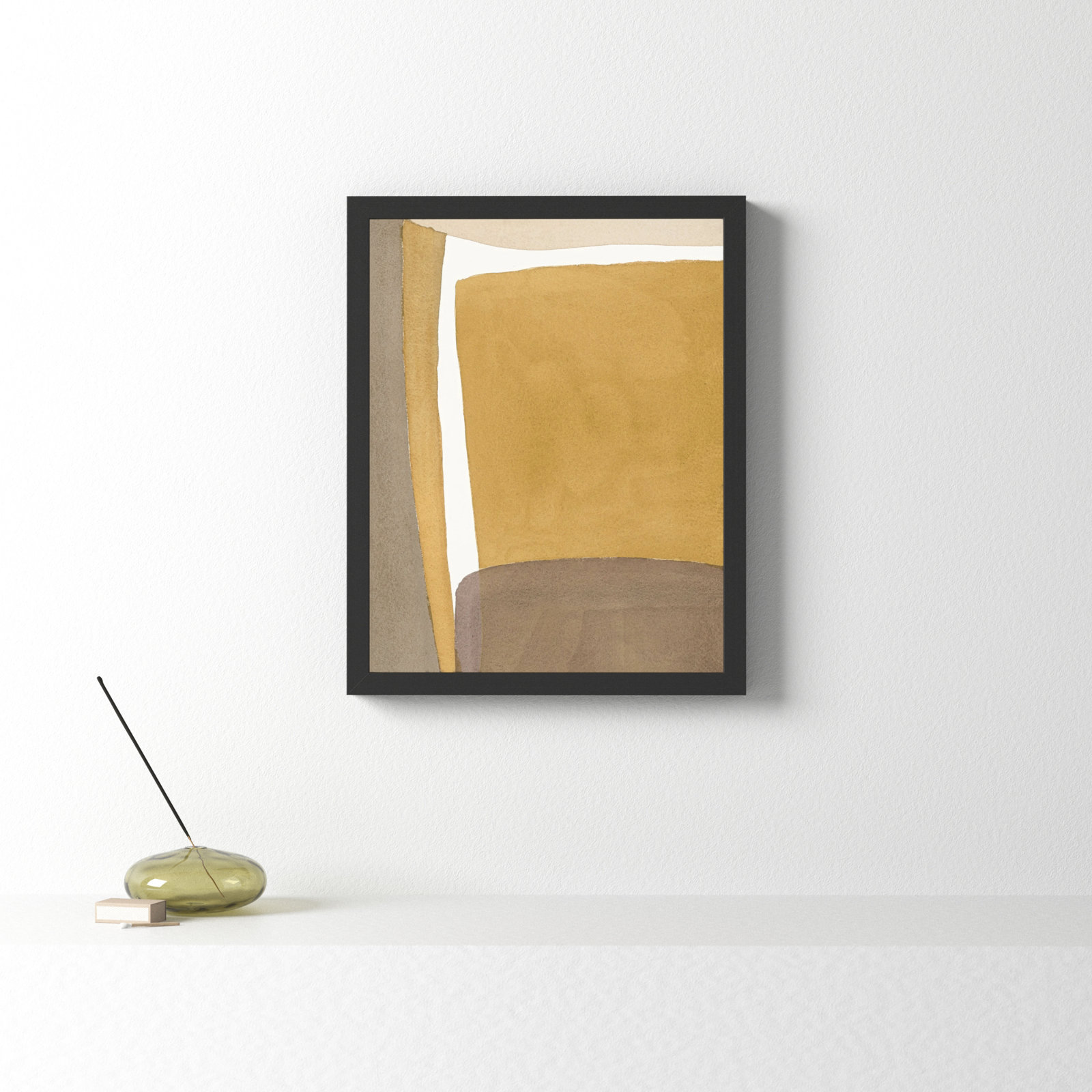 Light Ochre by Julia Balfour, Black Framed Paper, 20" H x 16" W x 1.25" D