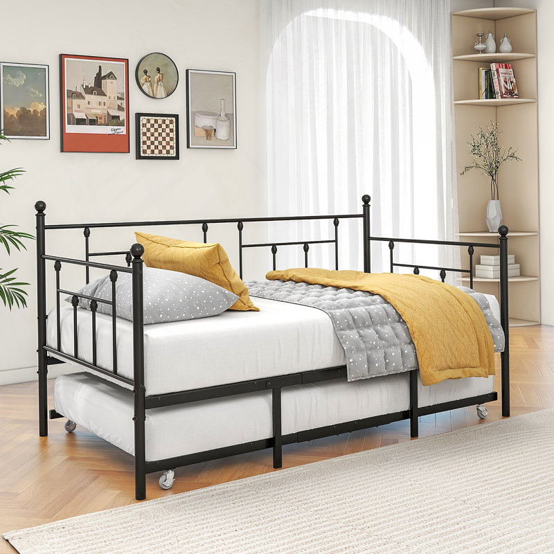 Metal Daybed Frame Twin Size Platform with trundle