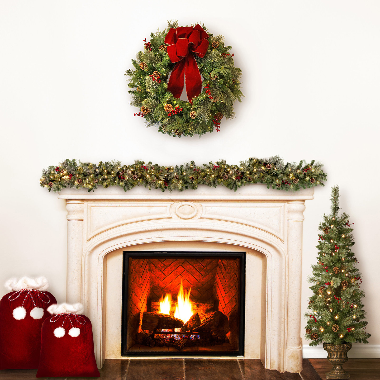 30" Pre-Lit Front Door Wreath