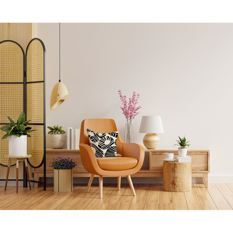 Jeté carré en polyester intérieur / extérieur, Noir, L 19 po x H 19 po