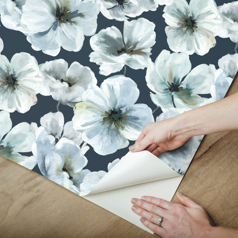 Peel & Stick Floral Roll, Navy