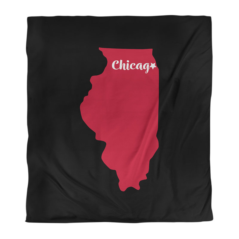 Illinois Modern & Contemporary Duvet Cover, Twin Duvet Cover, Black/Pink, Microfiber