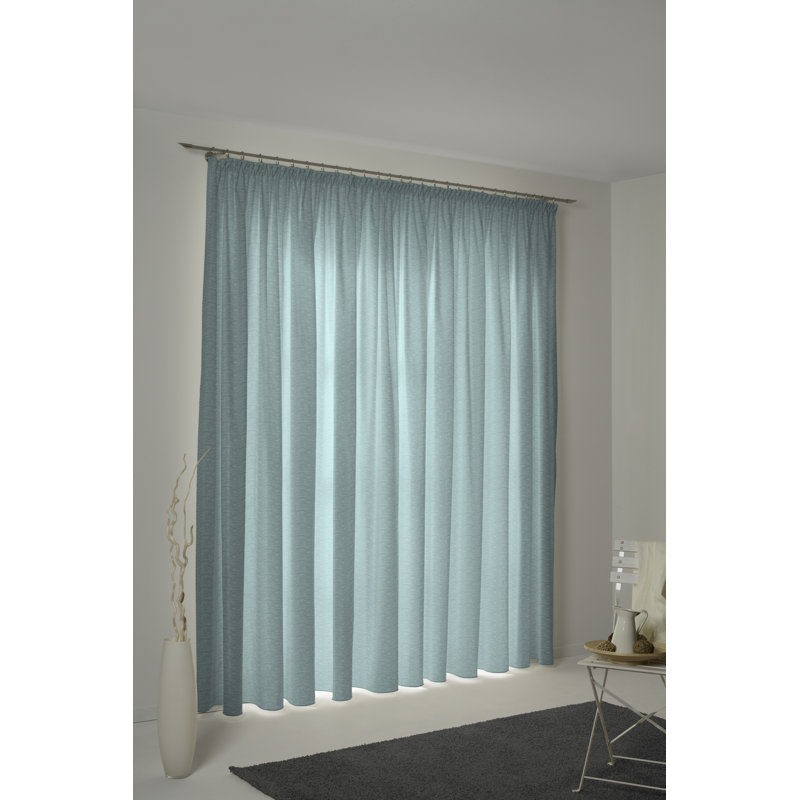 Polyacrylic Opaque Pinch Pleat Curtain Panel, Light blue, 132cm Width x 405cm Drop