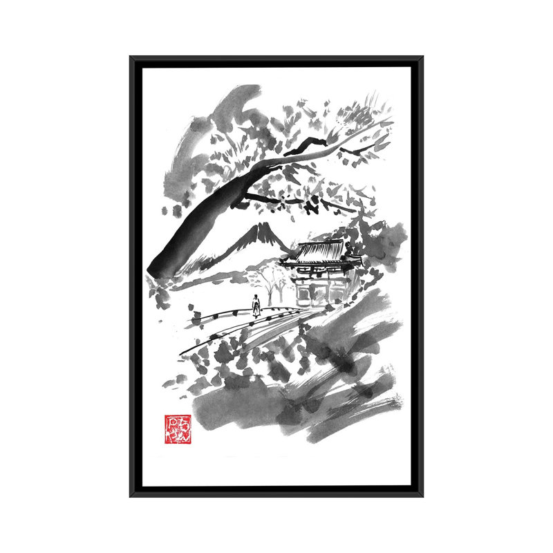 Temple by Péchane - Painting on Canvas, Black Framed, 152.5 cm H x 101.5 cm W