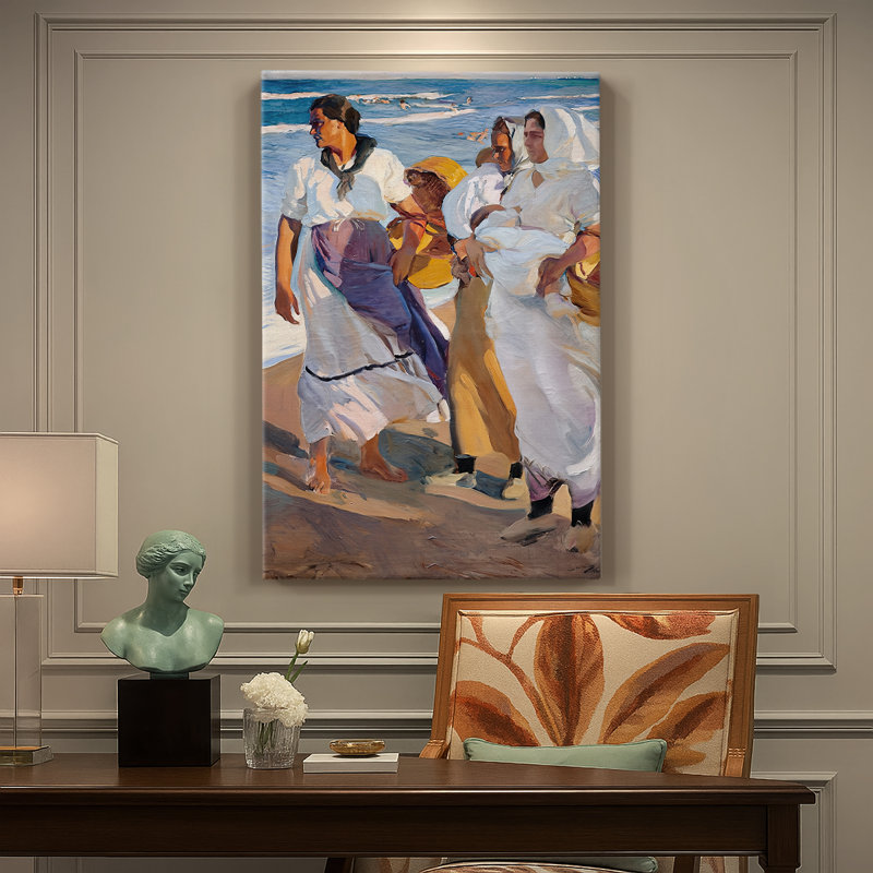 Pêcheuses valenciennes (Pescadoras valencianas) - Toile tendue avec châssis par Joaquin Sorolla, 18 x 27