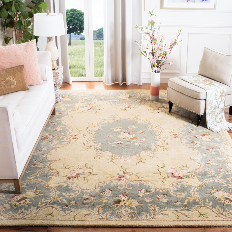 Molter Hand Tufted Wool Floral Rug, Rectangle 12' x 15'