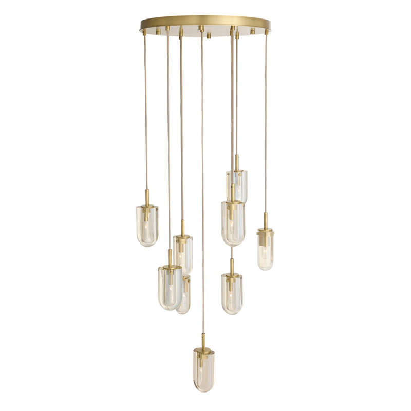 Javier Multi-Port Chandelier, Champagne, Antique Brass, 5 Lights