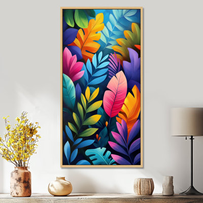 Blue Orange Tropical Forest Gardens I – Blue Botanical Framed Wall Art, Nature Canvas Prints