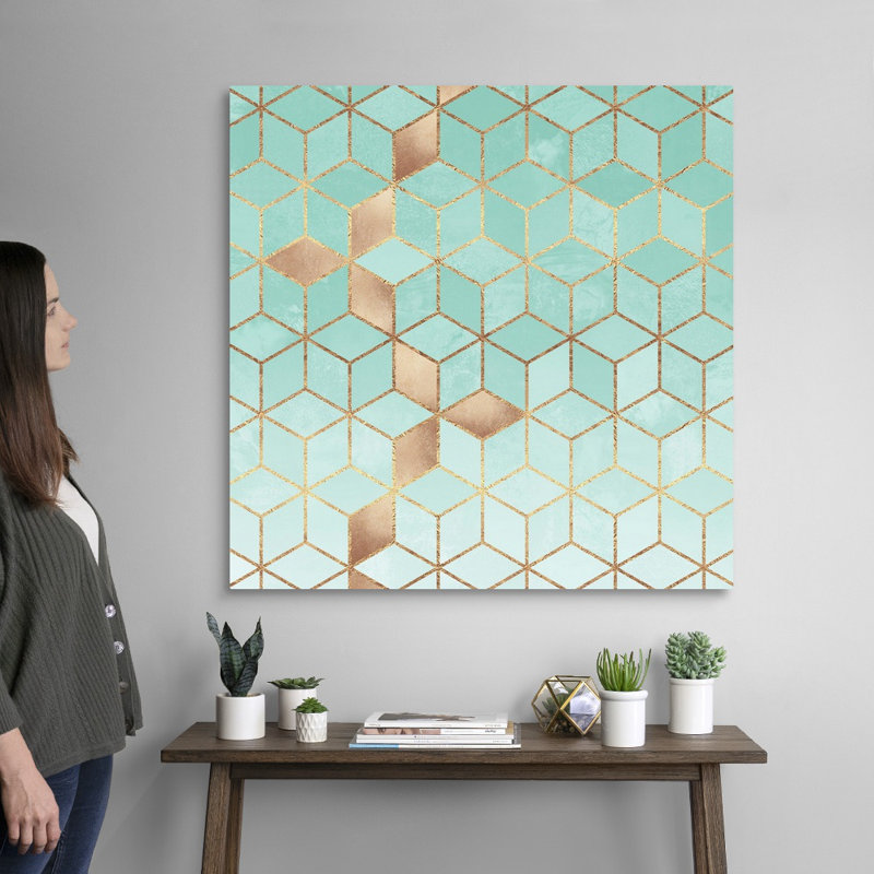 «Soft Gradient Aquamarine», reproduction d'impression sur toile, Toile tendue, H 36 po x l 36 po x P 1,25 po