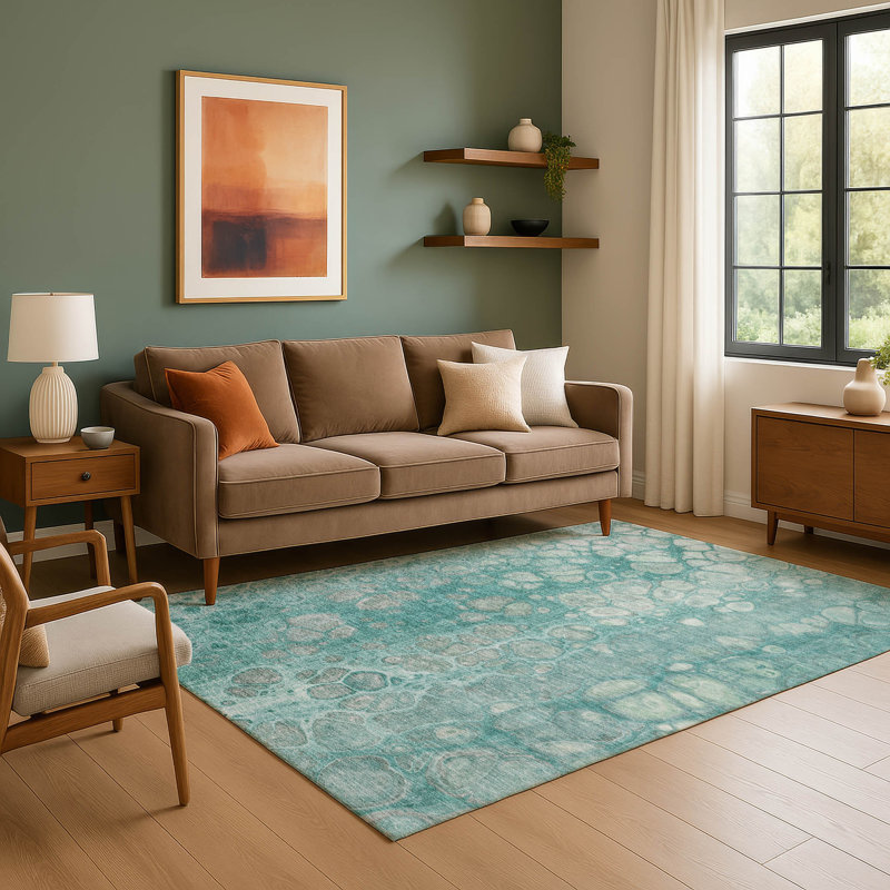 Premium Machine Washable Ralston AMF1940 Abstract Rug, Rectangle 10' x 14'