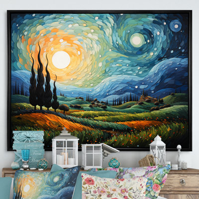 Vangogh The Swaying Cypress II Framed On Canvas by Vincent Van Gogh Painting