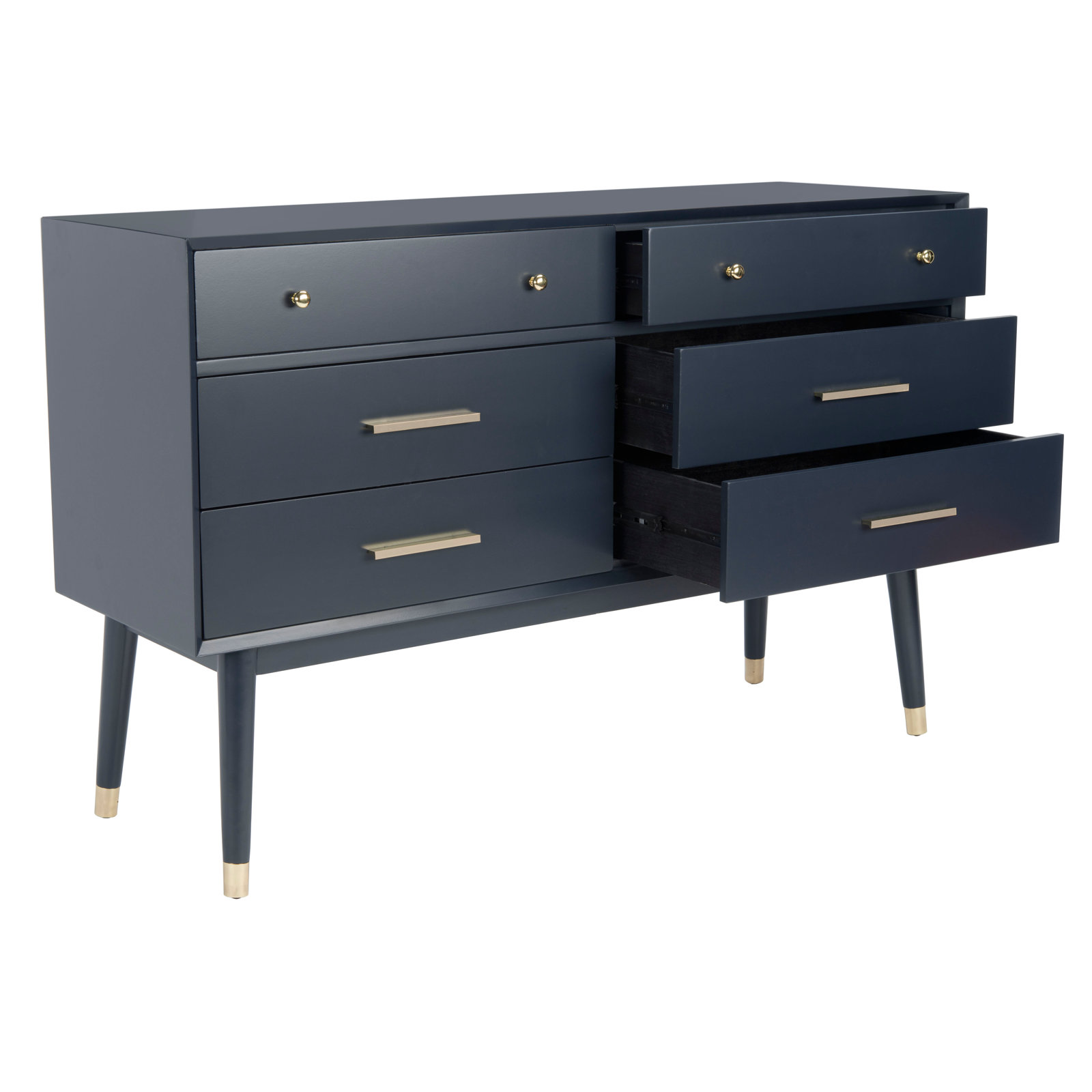 Samuel 6 - Drawer Double Dresser, Navy/Brass