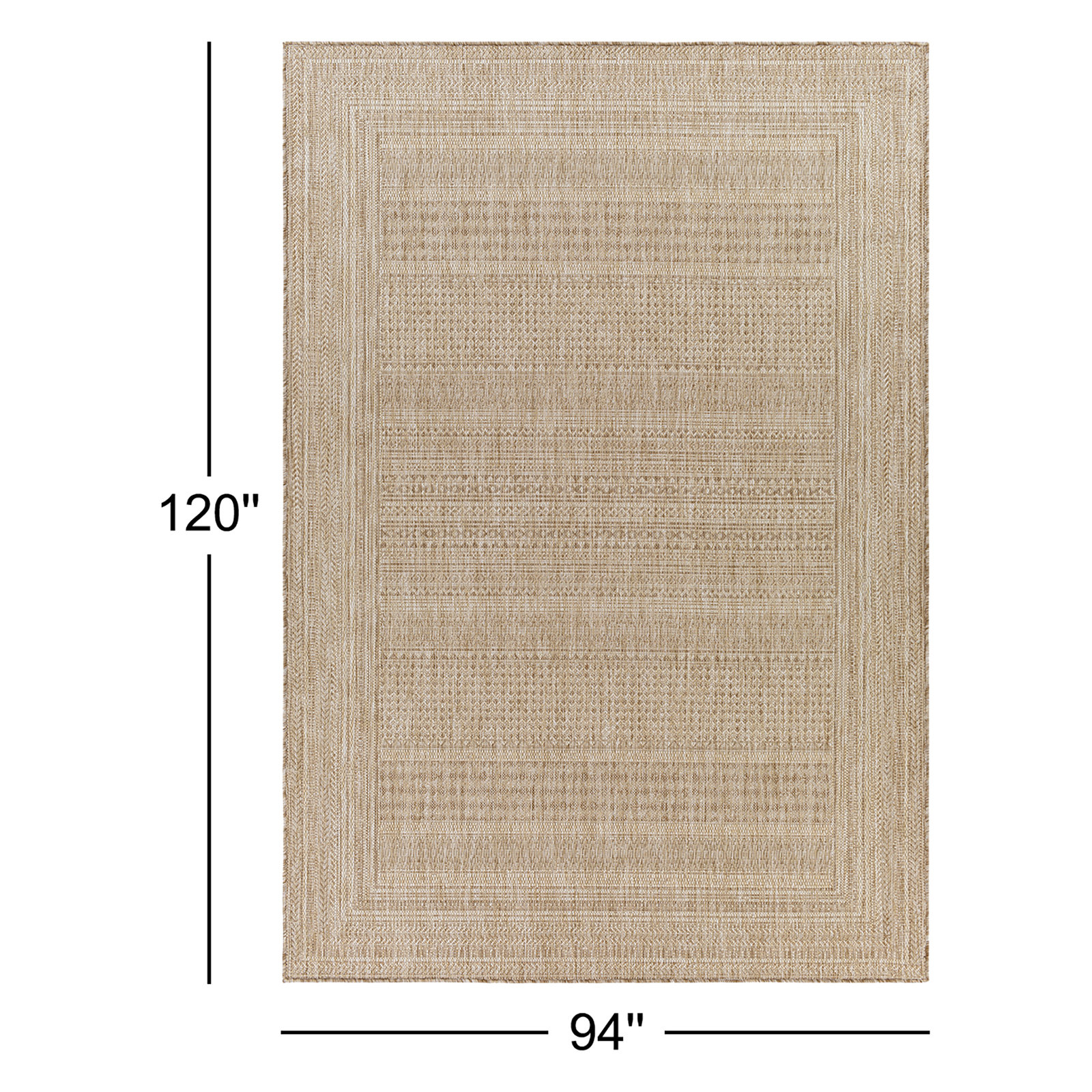Malonne Khaki Oriental Rug, Rectangle 7'10" x 10'