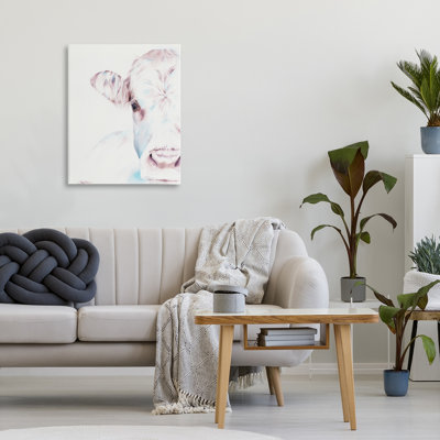 Gentle White Cow Portrait Canvas, design by Cady Driver