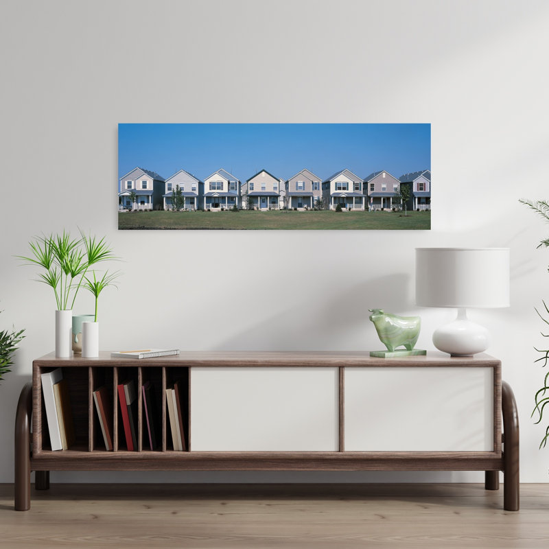 Ensemble de maisons de banlieue, Joliet Il Usa, architecture moderne, art mural, H 12 po x l 36 po