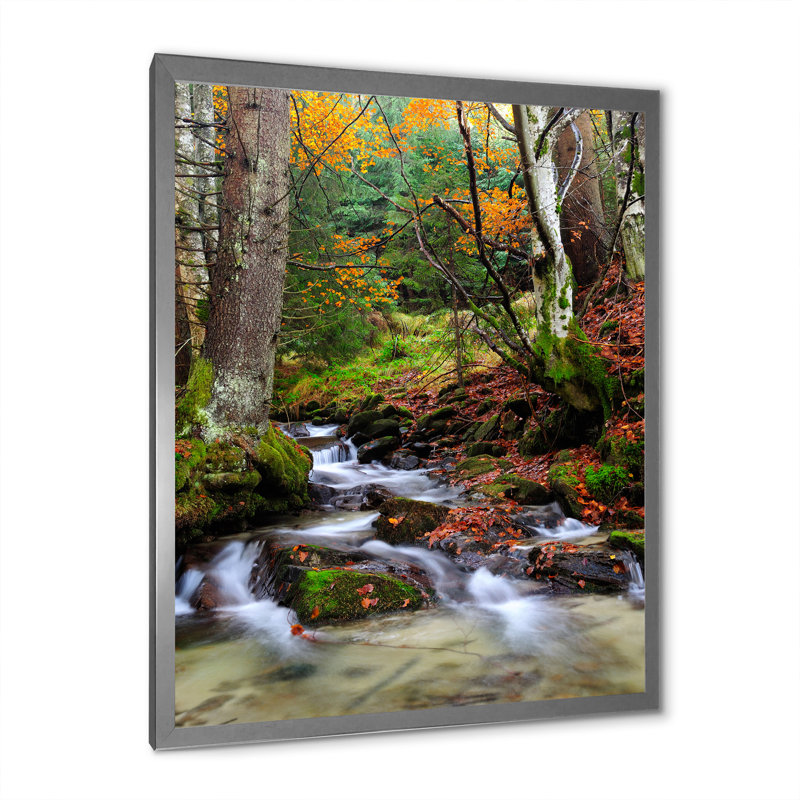 «Beautiful Autumn Forest Waterfall VI», reproduction d'art sur toile traditionnelle, H 12 po x l 8 po x P 1,5 po
