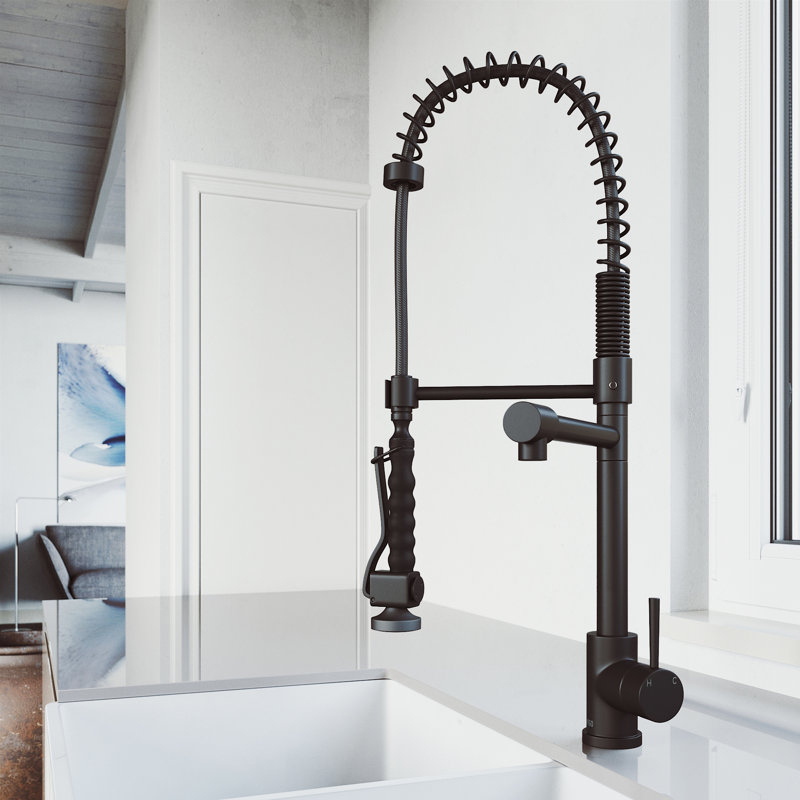 Robinet de cuisine rétractable à 1 poignée H 27 po Zurich, Noir mat