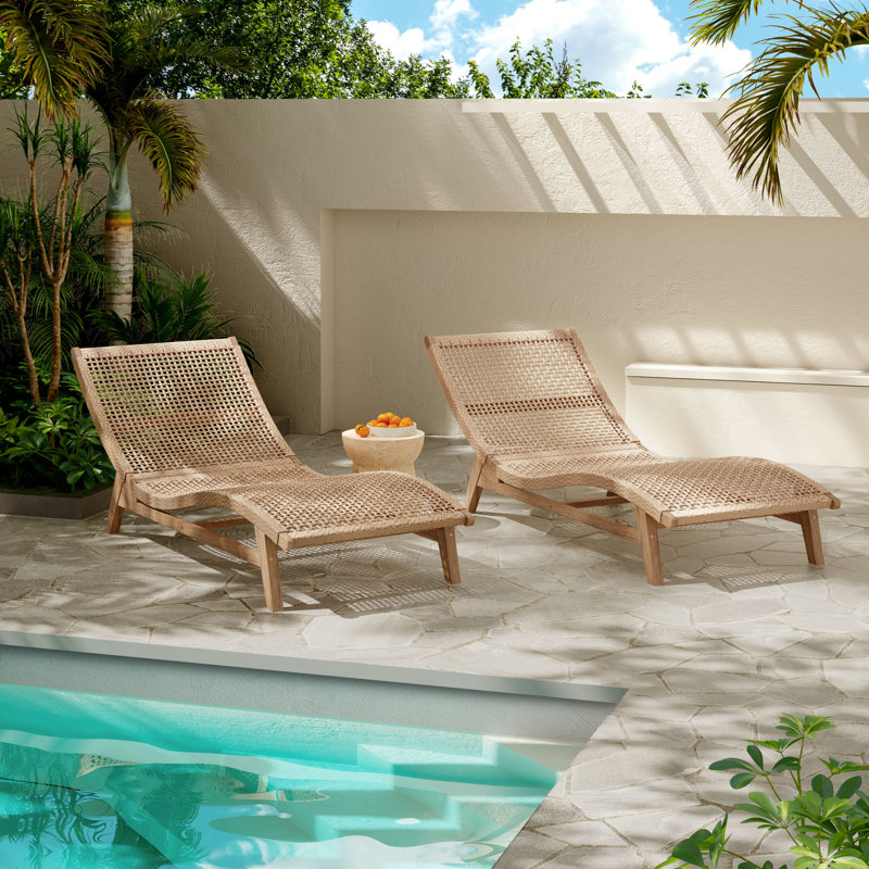 Amalfi Outdoor Acacia Wood annd Wicker Woven Sun Lounger