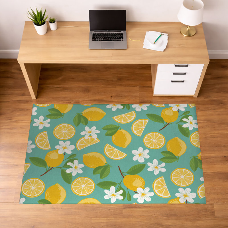 Tapis de bureau léger et antidérapant Lemmie, L 36 po x P 24 po, Bleu sarcelle