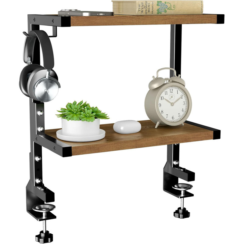 Desk Shelf Clamp-On Above Or Under - 15 Inch Clamp Desktop Shelf, Over Or Under Table Clamp Shelf, Desk Organizer Shelf For Office Accessories, Gaming Devices