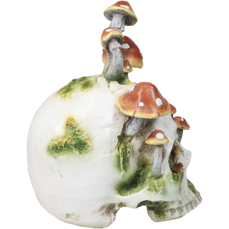 Grande figurine de tête de mort champignon et champignon mousse jour 11,5 "H