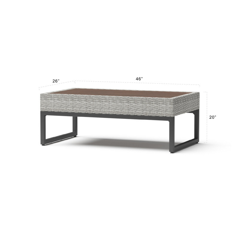 Sameko Rectangular Metal Outdoor Coffee Table , 26'' in. W 46'' in. D