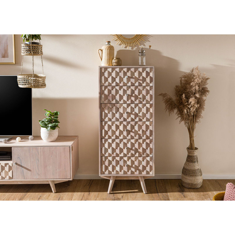 Mosayk Solid Wood 53cm W 6 - Drawer Chest of Drawers