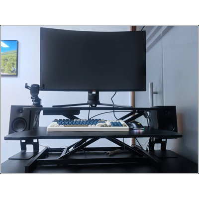 32 Inch Adjustable Sit to Stand Desk Converter with Dual Monitor and Laptop Support, Ergonomic Design for Enhanced Productivity and Comfort