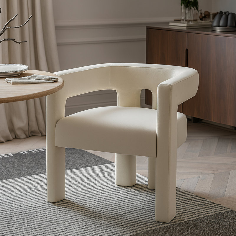 Iwinosa 18.5'' H Velvet Upholstered Armchair, Cream Velvet
