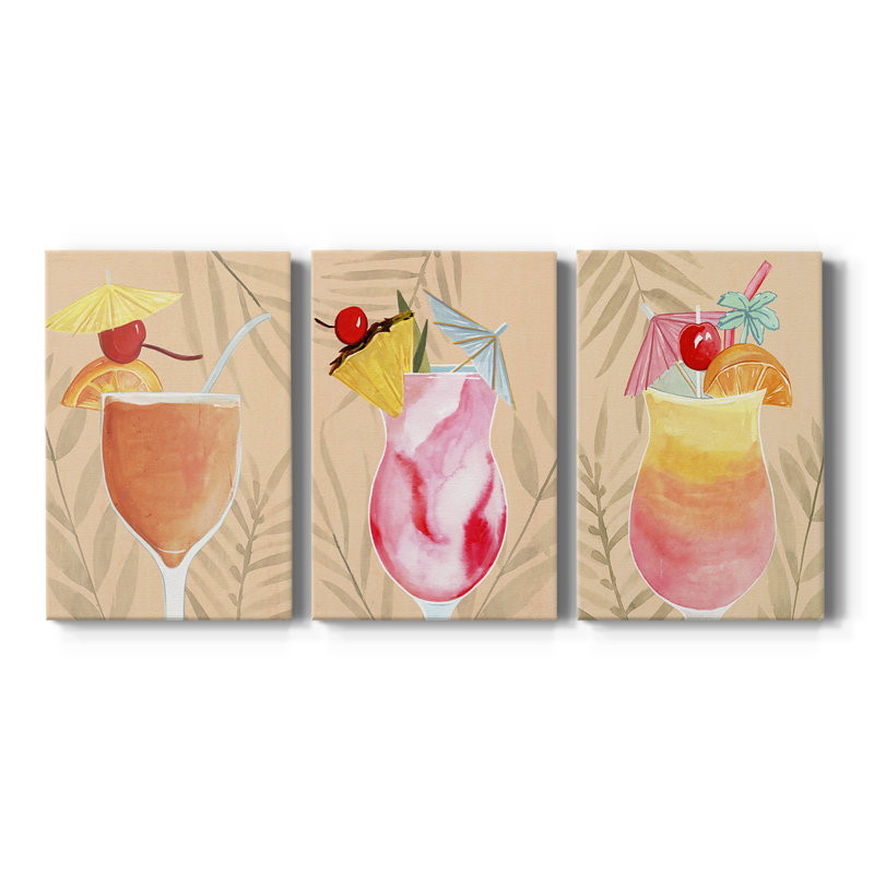 Tropical Cocktail I - Toile tendue avec châssis sur mesure - 3 pièces