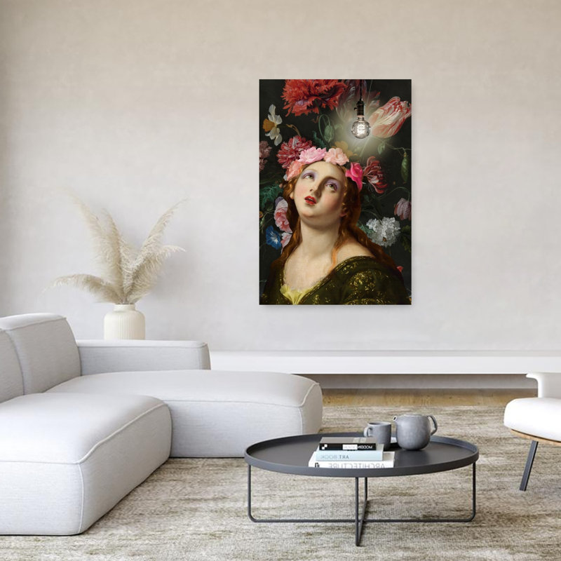 Ethereal Floral Dramatic Elegant Ethereal Portrait Flower Wall Art Print 1 Piece Wrapped Canvas Wall Art