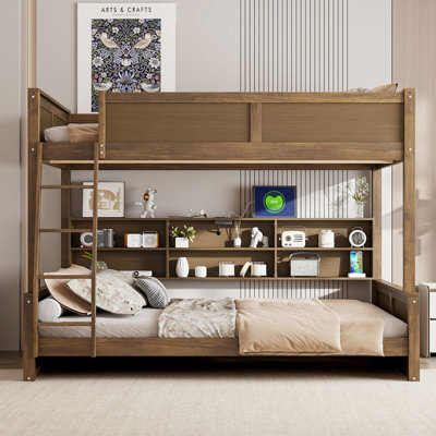 Bunk Bed With Storage Cabinets And USB Ports