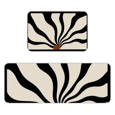 Ensemble de 2 tapis de cuisine à motif de vagues abstraites