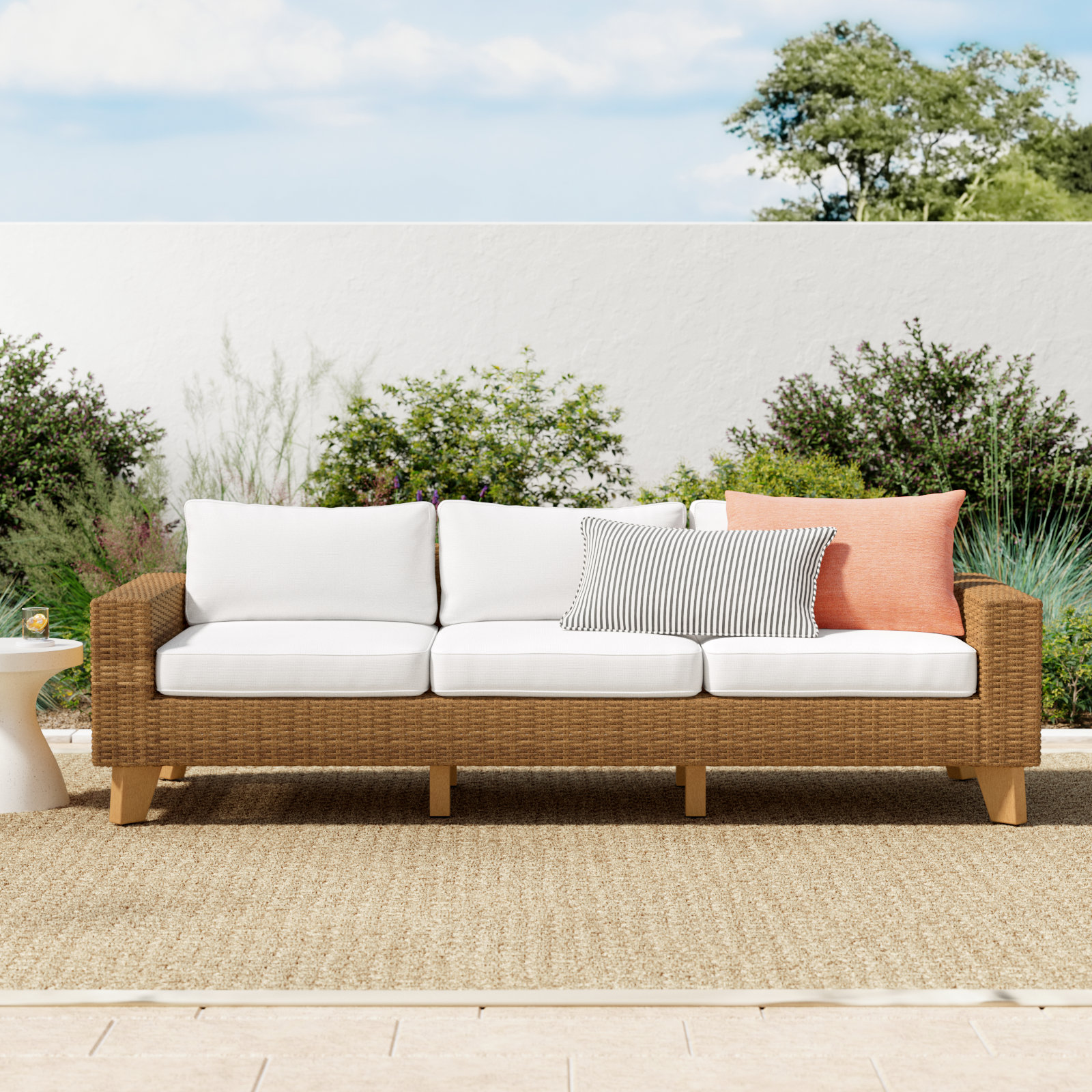 Swifton 94.5" Wicker Sofa, Natural