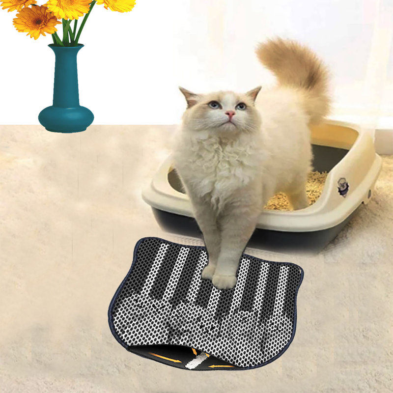 Tapis de litière durable pour chat, 15,7 po x 19,7 po | 50% PVC / 50% polyester, lavable à la machine et passer l'aspirateur | Parfait pour un nettoyage facile, conception antidérapante pour garder votre maison propre et fraîche, idéal pour les propriétaires d'animaux de compagnie
