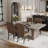  Sorlen 5-Piece Dining Set, 3D Faux Concrete Table with 4 Chocolate Fabric Chairs-546809675