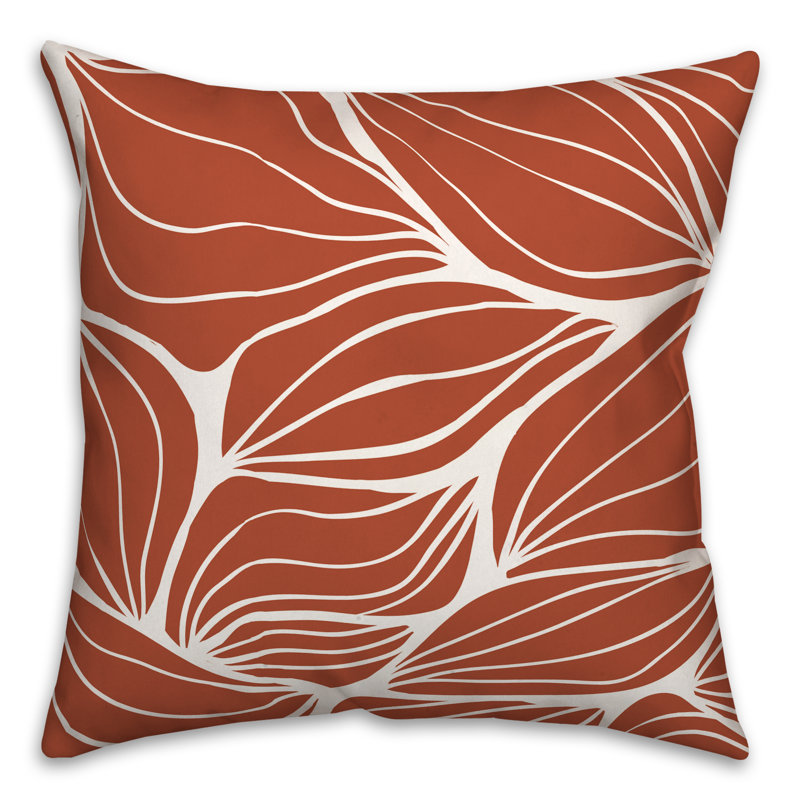 Coussin décoratif intérieur / extérieur à motif floral, Orange / Rouge