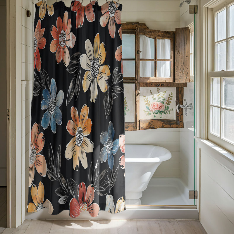 Creekmont Floral Shower Curtain, 74"H x 71"W