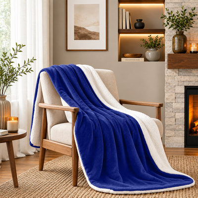 Sherpa Fleece Fur Thick Reversible Blanket Throw