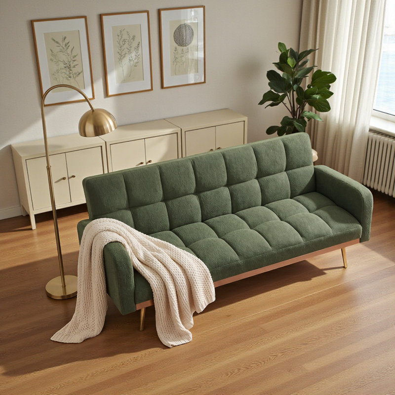Canapé-lit ajustable en molleton l 69 po Alford, canapé multifonctionnel pour petits espaces, Green