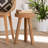 Eean Upholstered Teak Wood Ottoman