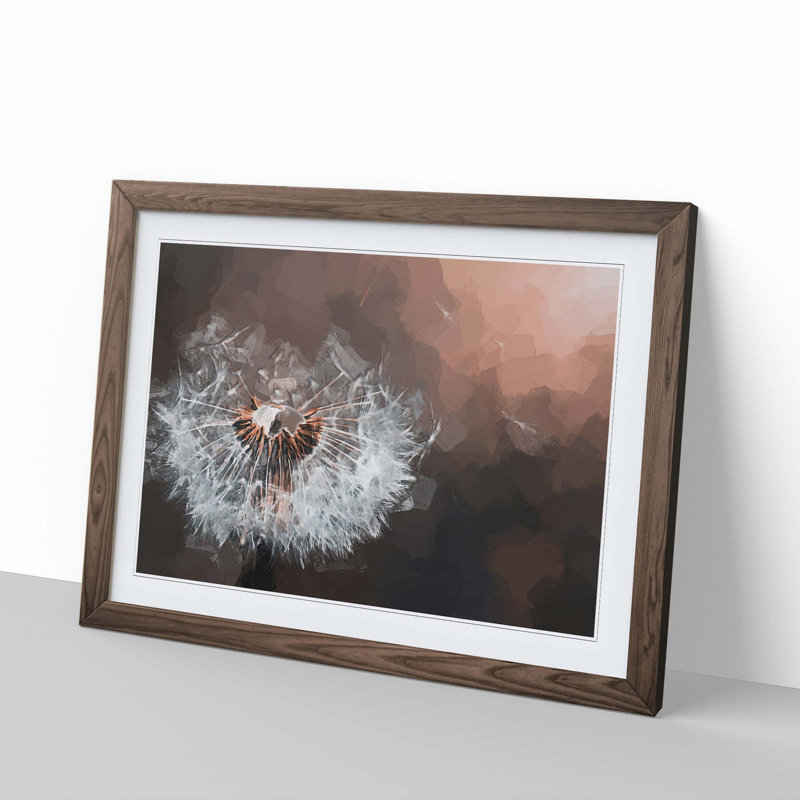 Floating Dandelion Seeds in Abstract - Picture Frame Graphic Art Print, 27cm H x 36cm W x 2cm D, Walnut Framed